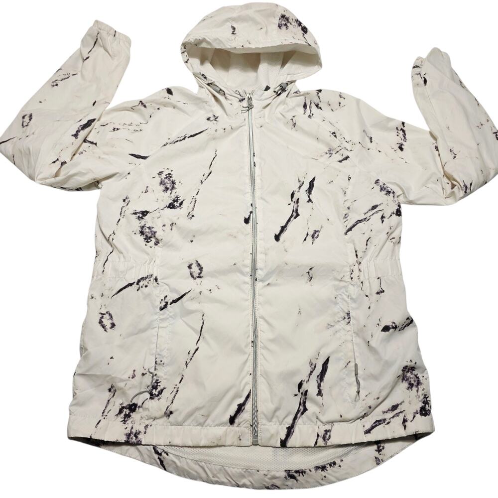 New Balance Essentials Women’s White Windbreaker Hood Zip Size Medium